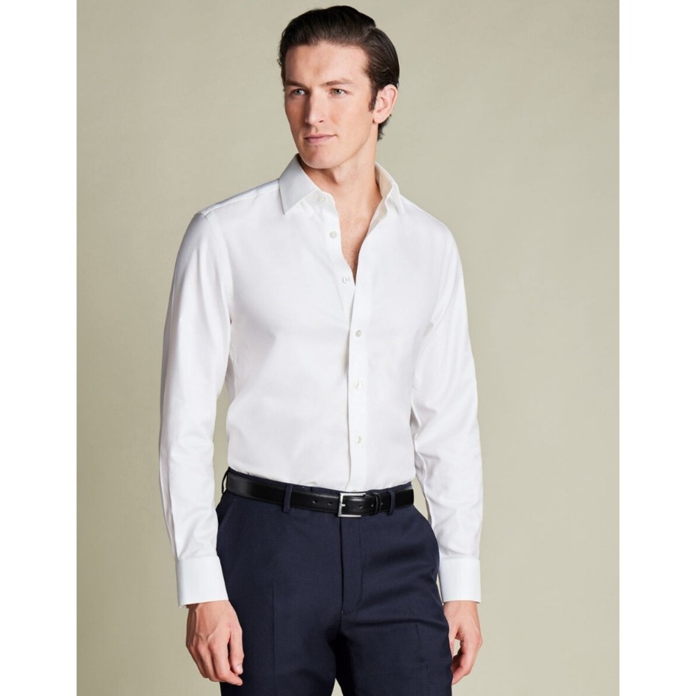 Charles Tyrwhitt White Non-Iron Twill Extra Slim Fit Dress Shirt 15.5 33 NWT
